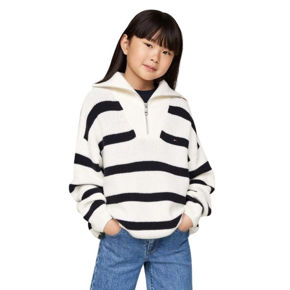 Tommy Hilfiger Kids Stripe Half Zip Sweater KG0KG08134 0A8 Μπεζ