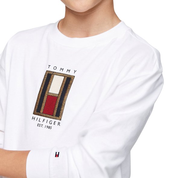 Tommy Hilfiger Flag Emroidered Tee KB0KB09286 YBS Λευκό