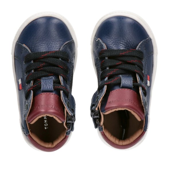 Tommy Hilfiger Kids High Top Lace-Up Sneaker T1X9-33623-0092 X663 Μπλε