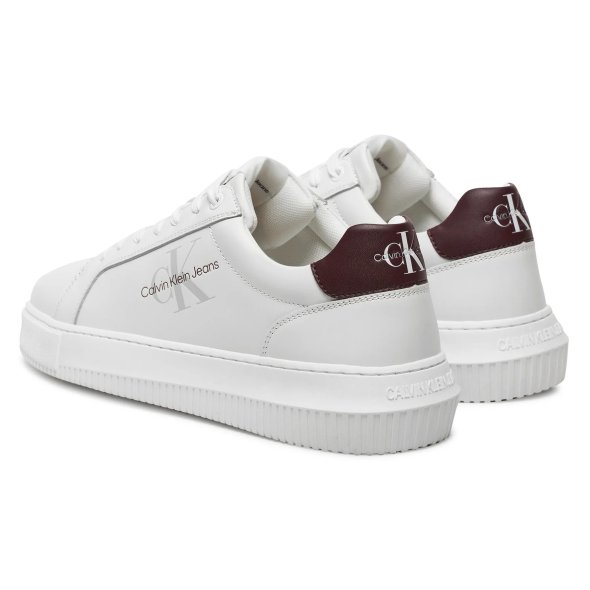 Calvin Klein Ανδρικό Δερμάτινο Sneaker Chunky Cupsole Monologo YM0YM00681 0LD Λευκό