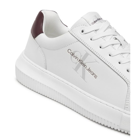 Calvin Klein Ανδρικό Δερμάτινο Sneaker Chunky Cupsole Monologo YM0YM00681 0LD Λευκό