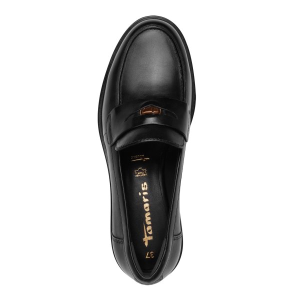 Tamaris Γυναικείο Δερμάτινο Loafer 1-24325-43 001 Μαύρο