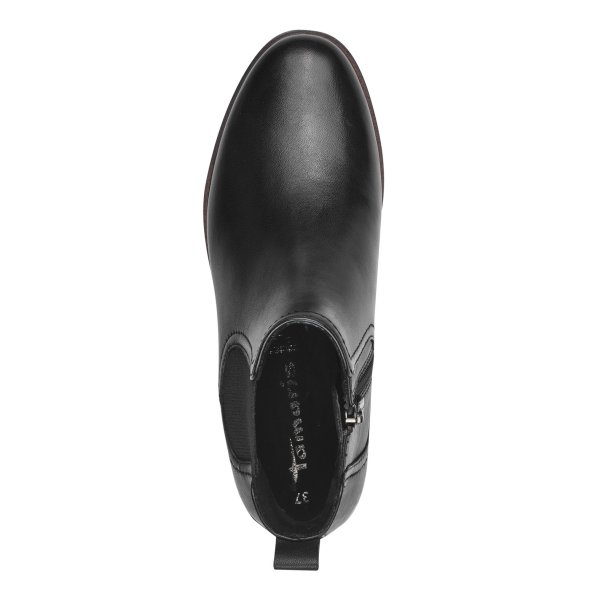 Tamaris Δερμάτινο Μποτάκι Flat 1-25348-43 003 Black Leather