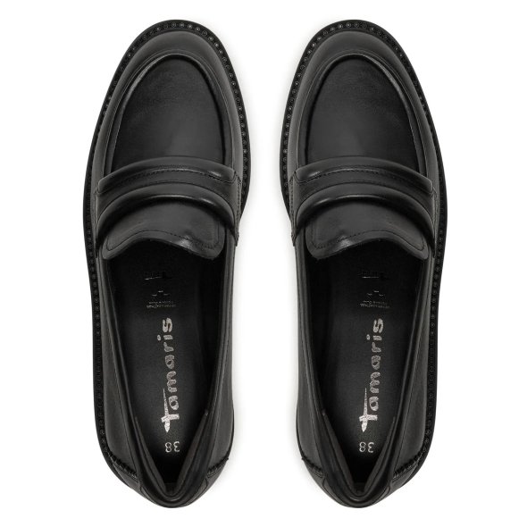 Tamaris Γυναικείο Δερμάτινο Loafer 1-24727-43 003 Black Leather