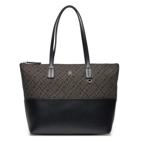 Tommy Hilfiger Th Jacquard Tote AW0AW17070 BDS Μαύρο