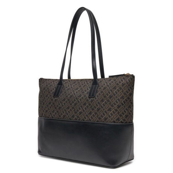 Tommy Hilfiger Th Jacquard Tote AW0AW17070 BDS Μαύρο