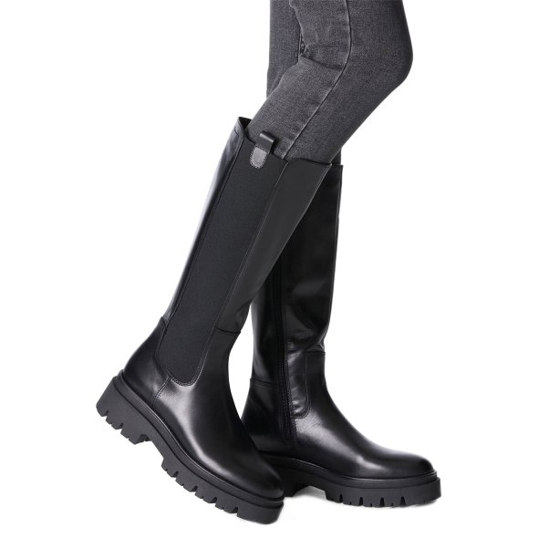 Tamaris Δερμάτινη Μπότα Flat 1-25608-43 001 Black