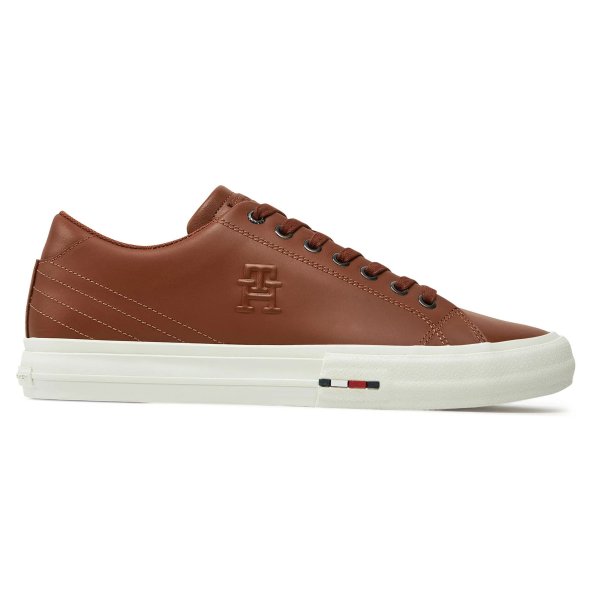 Tommy Hilfiger Th Hi Vulc Street Patch Leather Sneaker FM0FM05203 GVI Winter Cognac