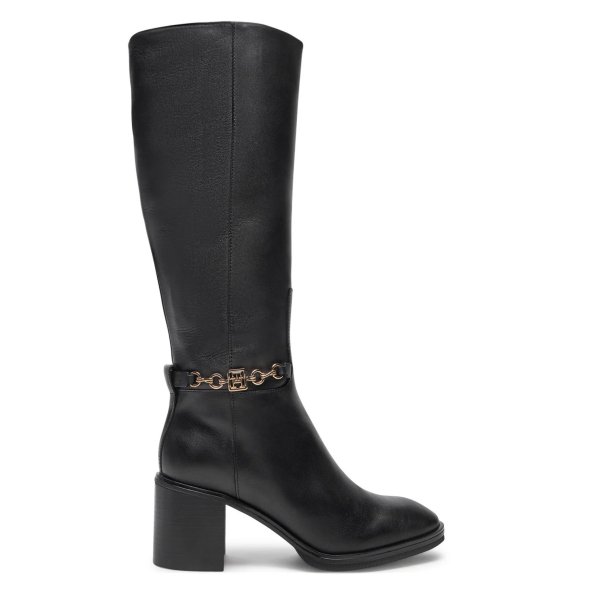 Tommy Hilfiger Th Chain Leather Long Boot FW0FW08182 BDS Black