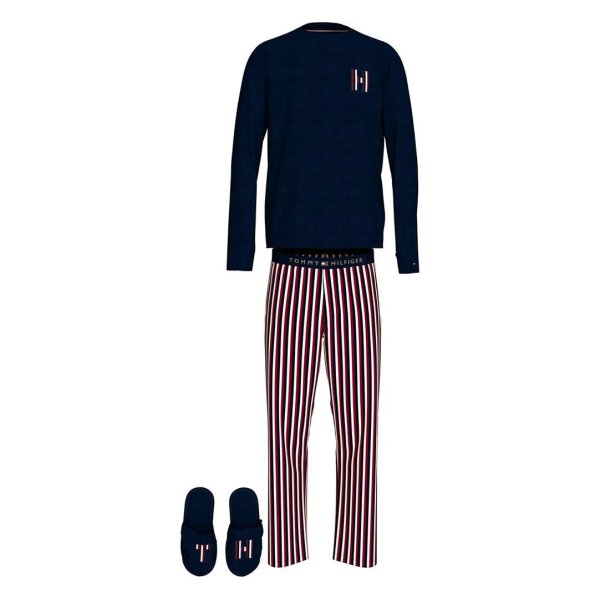 Tommy Hilfiger Σετ Ανδρικές Πιτζάμες Και Παντόφλες UM0UM02989 0VB Μπλε