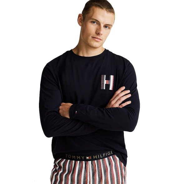 Tommy Hilfiger Σετ Ανδρικές Πιτζάμες Και Παντόφλες UM0UM02989 0VB Μπλε