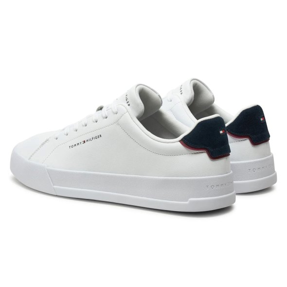 Tommy Hilfiger Ανδρικό Δερμάτινο Sneaker Th Court Lth Detail Ess FM0FM05367 0LD Λευκό