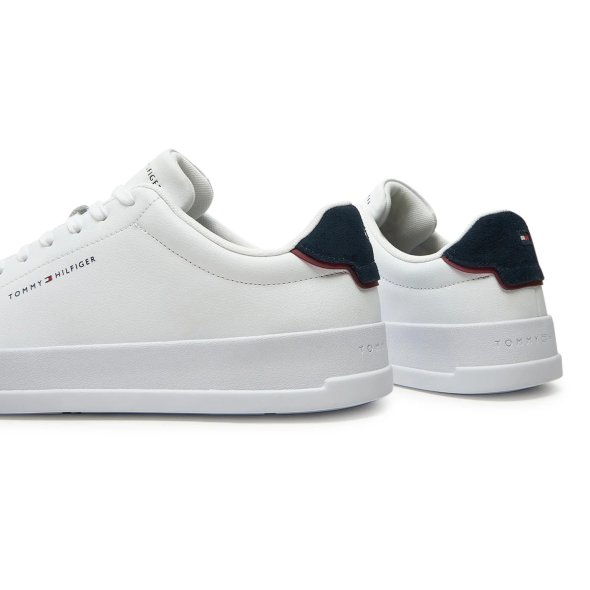 Tommy Hilfiger Ανδρικό Δερμάτινο Sneaker Th Court Lth Detail Ess FM0FM05367 0LD Λευκό