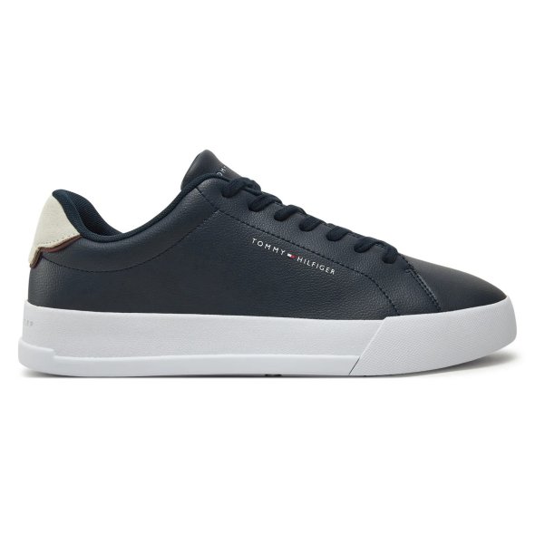 Tommy Hilfiger Ανδρικό Δερμάτινο Sneaker Th Court Lth Detail Ess FM0FM05367 DW5 Σκούρο Μπλε