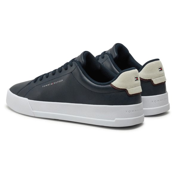 Tommy Hilfiger Ανδρικό Δερμάτινο Sneaker Th Court Lth Detail Ess FM0FM05367 DW5 Σκούρο Μπλε