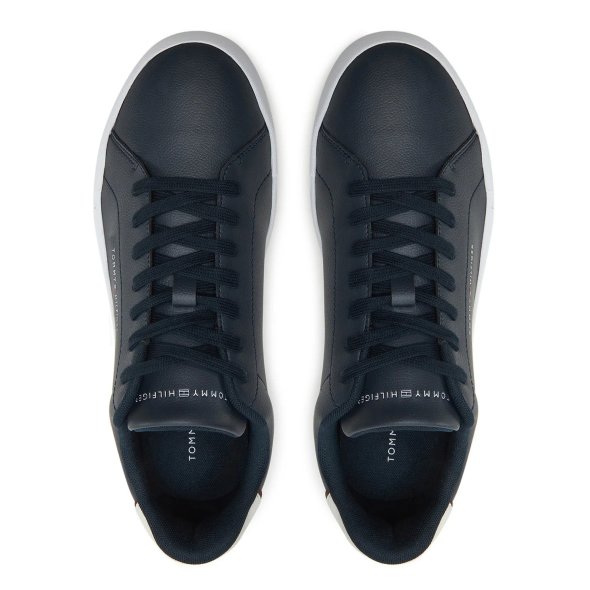 Tommy Hilfiger Ανδρικό Δερμάτινο Sneaker Th Court Lth Detail Ess FM0FM05367 DW5 Σκούρο Μπλε