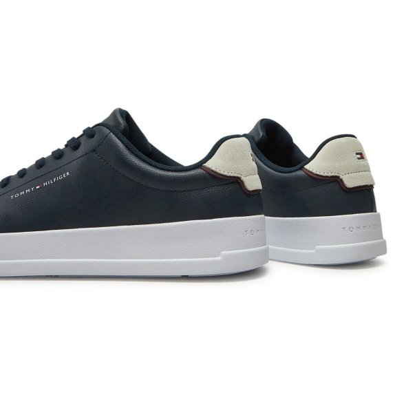 Tommy Hilfiger Ανδρικό Δερμάτινο Sneaker Th Court Lth Detail Ess FM0FM05367 DW5 Σκούρο Μπλε