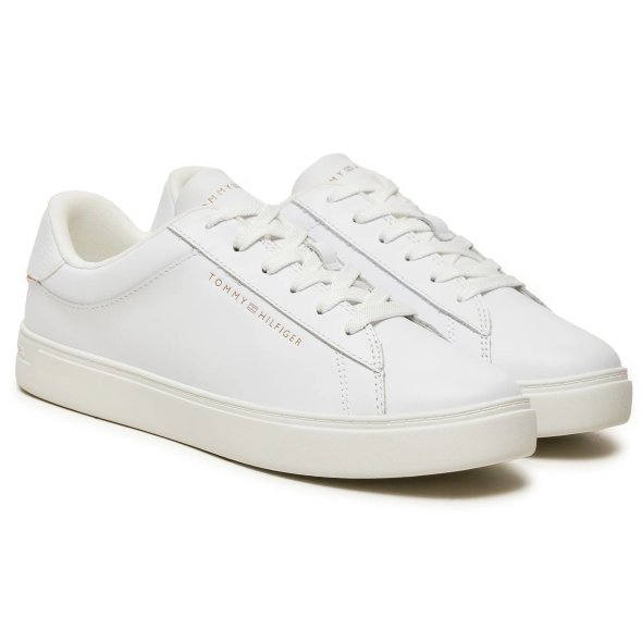 Tommy Hilfiger Γυναικείο Δερμάτινο Sneaker FW0FW08320 YBS Λευκό
