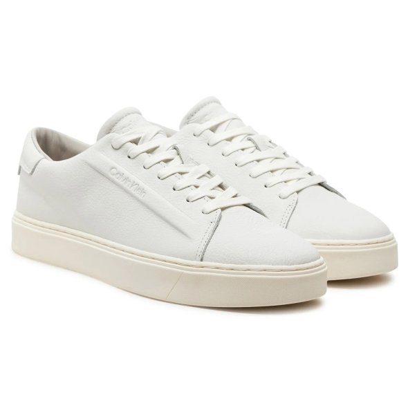 Calvin Klein Ανδρικό Δερμάτινο Sneaker Low Top Lace Up HM0HM01516 0K4 Λευκό