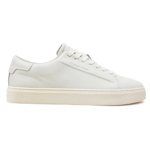 Calvin Klein Ανδρικό Δερμάτινο Sneaker Low Top Lace Up HM0HM01516 0K4 Λευκό