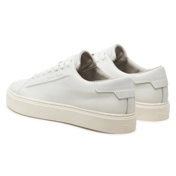 Calvin Klein Ανδρικό Δερμάτινο Sneaker Low Top Lace Up HM0HM01516 0K4 Λευκό