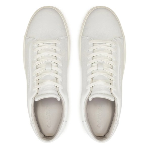 Calvin Klein Ανδρικό Δερμάτινο Sneaker Low Top Lace Up HM0HM01516 0K4 Λευκό