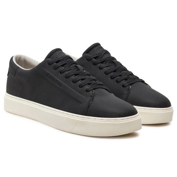 Calvin Klein Ανδρικό Δερμάτινο Sneaker Low Top Lace Up HM0HM01516 BEH Μαύρο