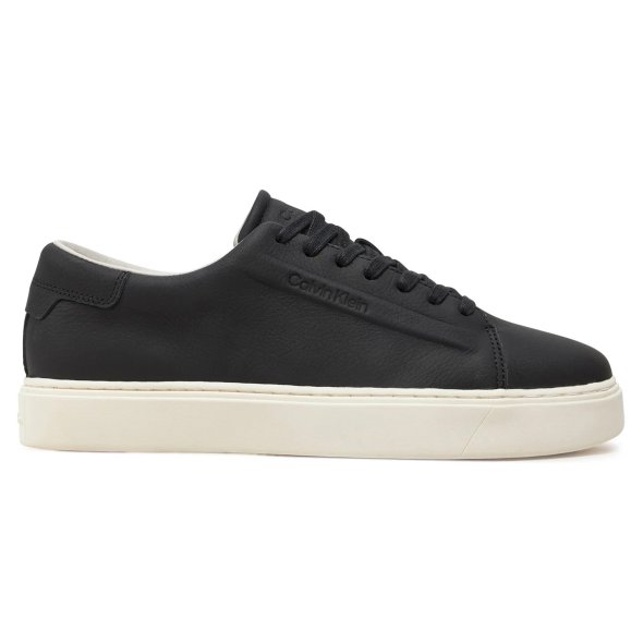 Calvin Klein Ανδρικό Δερμάτινο Sneaker Low Top Lace Up HM0HM01516 BEH Μαύρο