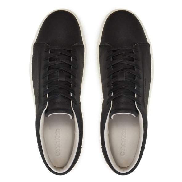 Calvin Klein Ανδρικό Δερμάτινο Sneaker Low Top Lace Up HM0HM01516 BEH Μαύρο