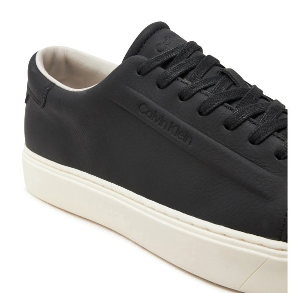 Calvin Klein Ανδρικό Δερμάτινο Sneaker Low Top Lace Up HM0HM01516 BEH Μαύρο