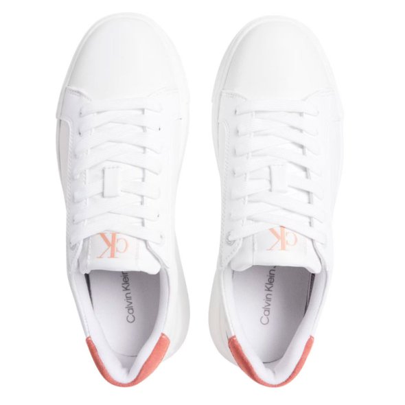 Calvin Klein Γυναικείο Δερμάτινο Sneaker YW0YW01670 0K6 Λευκό