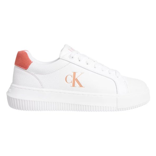 Calvin Klein Γυναικείο Δερμάτινο Sneaker YW0YW01670 0K6 Λευκό