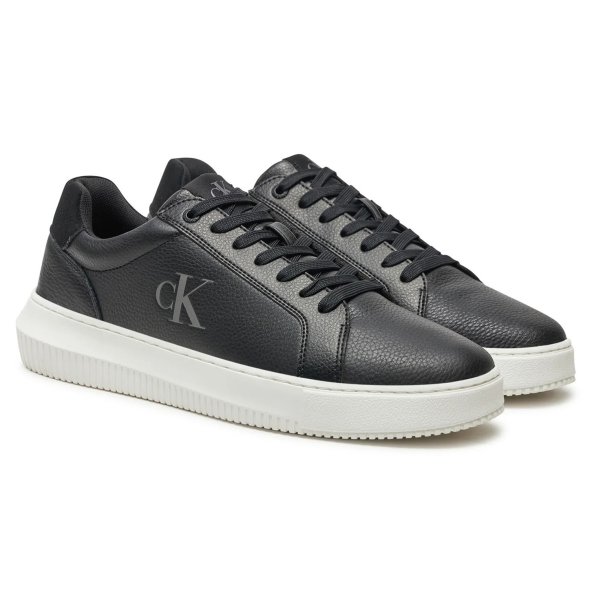 Calvin Klein Ανδρικό Δερμάτινο Sneaker Chunky Cupsole Low Mg YM0YM01253 0GM Μαύρο