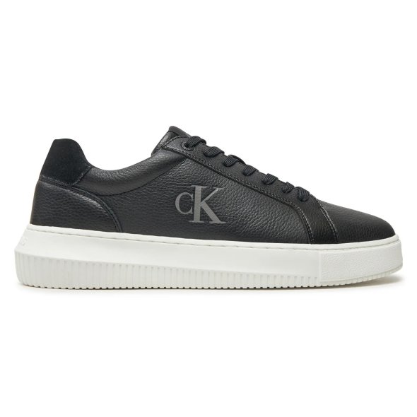 Calvin Klein Ανδρικό Δερμάτινο Sneaker Chunky Cupsole Low Mg YM0YM01253 0GM Μαύρο