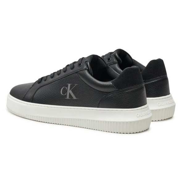 Calvin Klein Ανδρικό Δερμάτινο Sneaker Chunky Cupsole Low Mg YM0YM01253 0GM Μαύρο