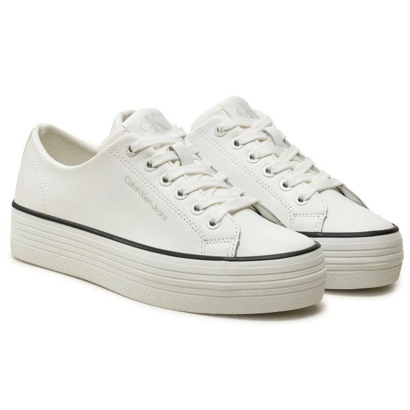 Calvin Klein Γυναικείο Δερμάτινο Sneaker YW0YW01633 01W Λευκό