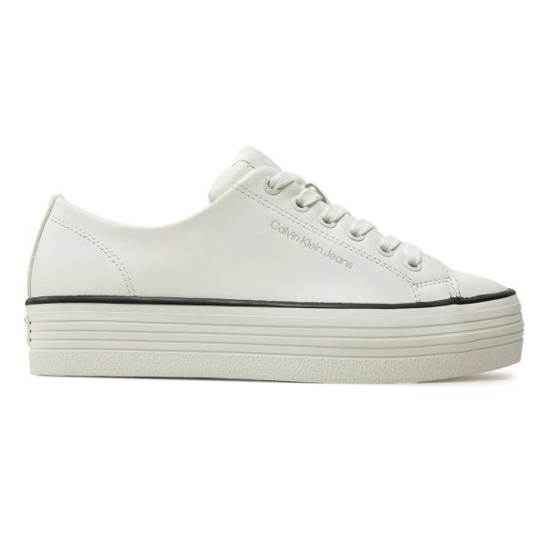 Calvin Klein Γυναικείο Δερμάτινο Sneaker YW0YW01633 01W Λευκό