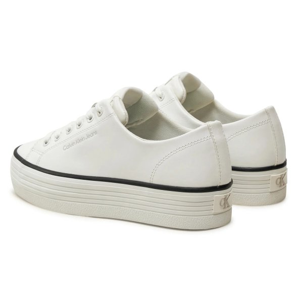 Calvin Klein Γυναικείο Δερμάτινο Sneaker YW0YW01633 01W Λευκό