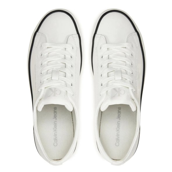 Calvin Klein Γυναικείο Δερμάτινο Sneaker YW0YW01633 01W Λευκό