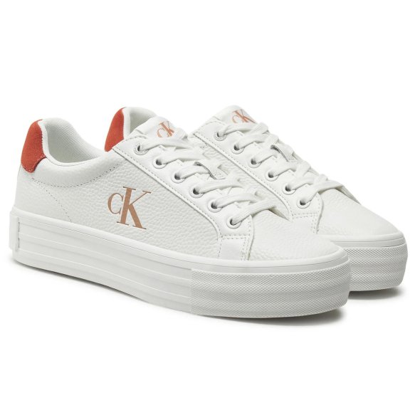 Calvin Klein Γυναικείο Δερμάτινο Sneaker YW0YW01669 0K6 Λευκό