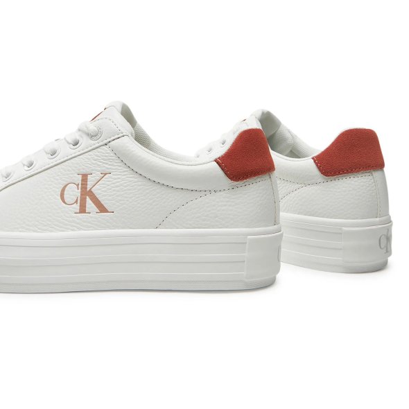 Calvin Klein Γυναικείο Δερμάτινο Sneaker YW0YW01669 0K6 Λευκό