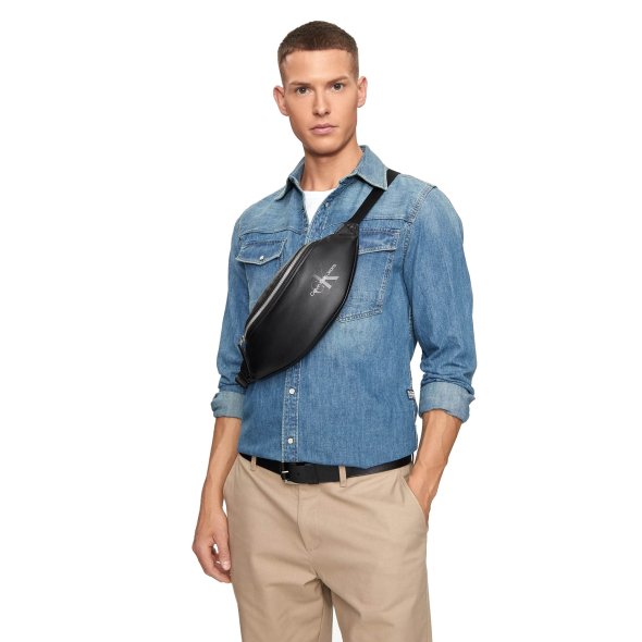 Calvin Klein Jeans Ανδρικό Τσαντάκι  Monogram Waistbag38 K50K512029 BEH Μαύρο