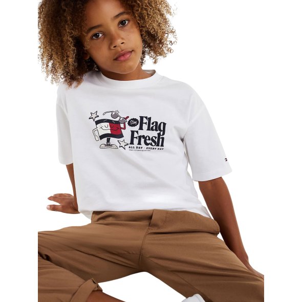 Tommy Hilfiger Παιδικό T-Shirt Για Αγόρια KB0KB09354 YBR Λευκό