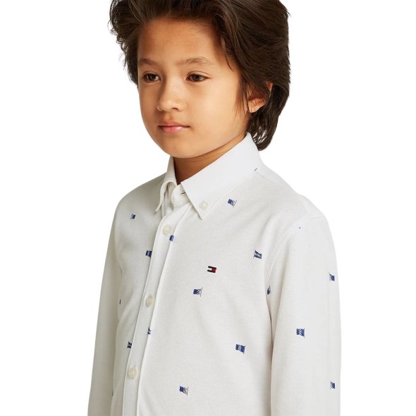 Tommy Hilfiger Παιδικό Πουκάμισο Για Αγόρια KB0KB09495s YBR Λευκό