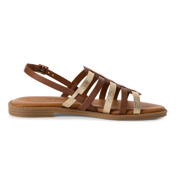 Tamaris Δερμάτινο Flat Sandal 1-28104-44 457 Ταμπά/Χρυσό