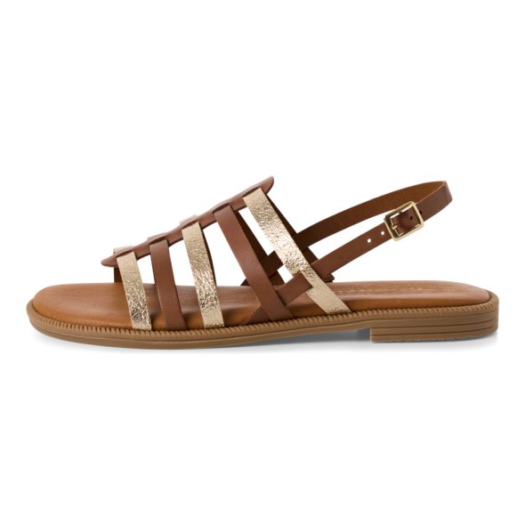 Tamaris Δερμάτινο Flat Sandal 1-28104-44 457 Ταμπά/Χρυσό