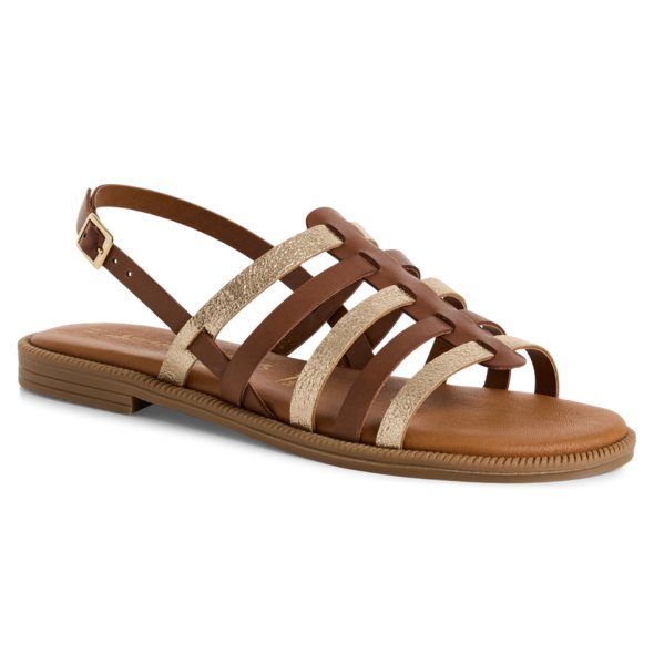 Tamaris Δερμάτινο Flat Sandal 1-28104-44 457 Ταμπά/Χρυσό