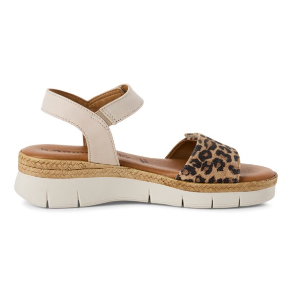 Tamaris Δερμάτινο Flat Sandal 1-28220-44 412 Ivory/Leopard