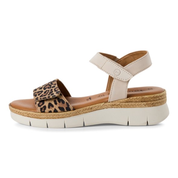 Tamaris Δερμάτινο Flat Sandal 1-28220-44 412 Ivory/Leopard