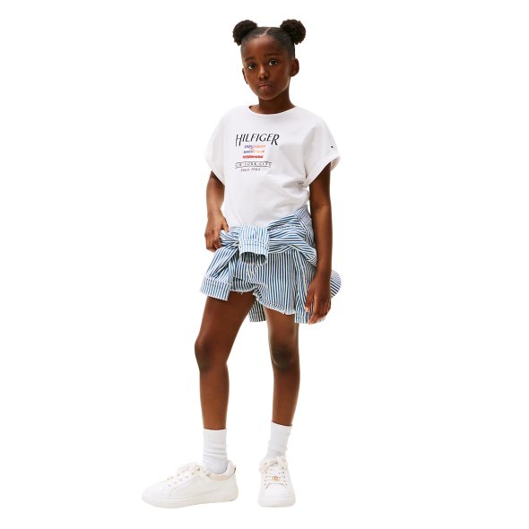 Tommy Hilfiger Παιδικό T-Shirt Για Κορίτσια KG0KG08525 YBR Λευκό